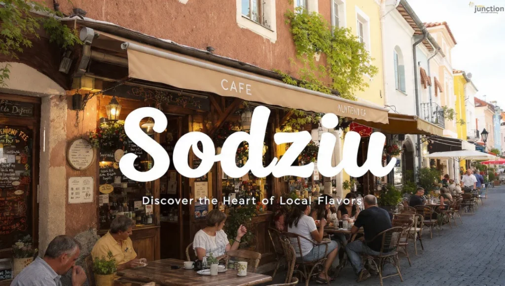 Sodziu small town street café with people dining outdoors and experiencing authentic local flavors.