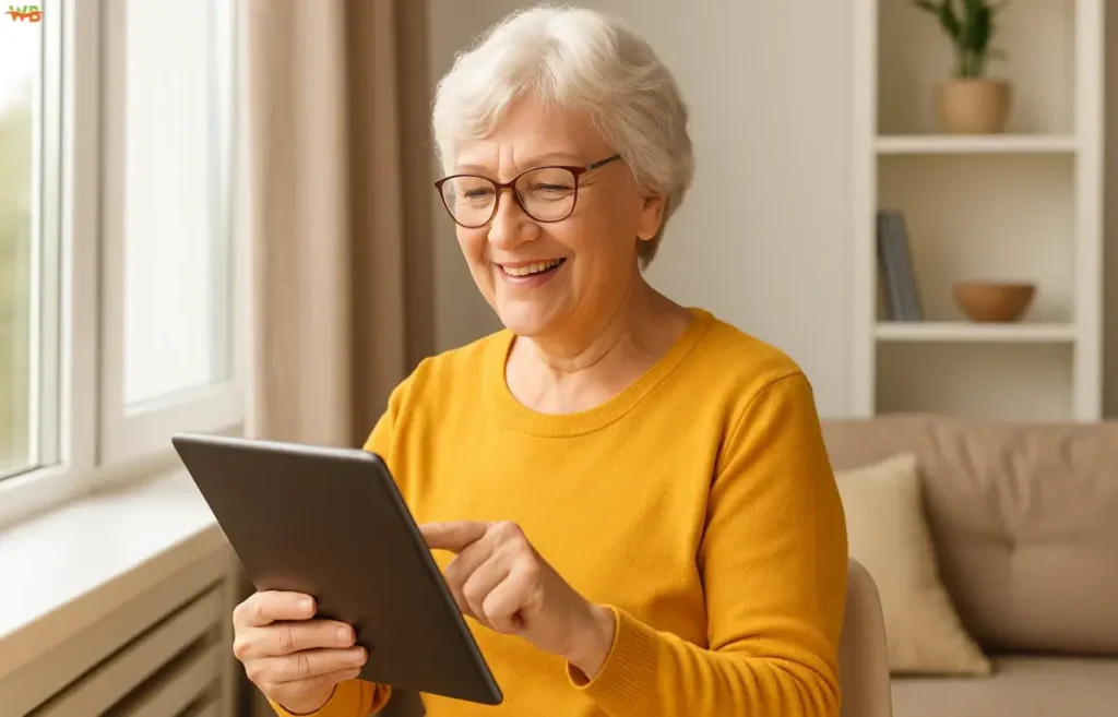 Empowered senior managing adult care from home using flexible person-centered services