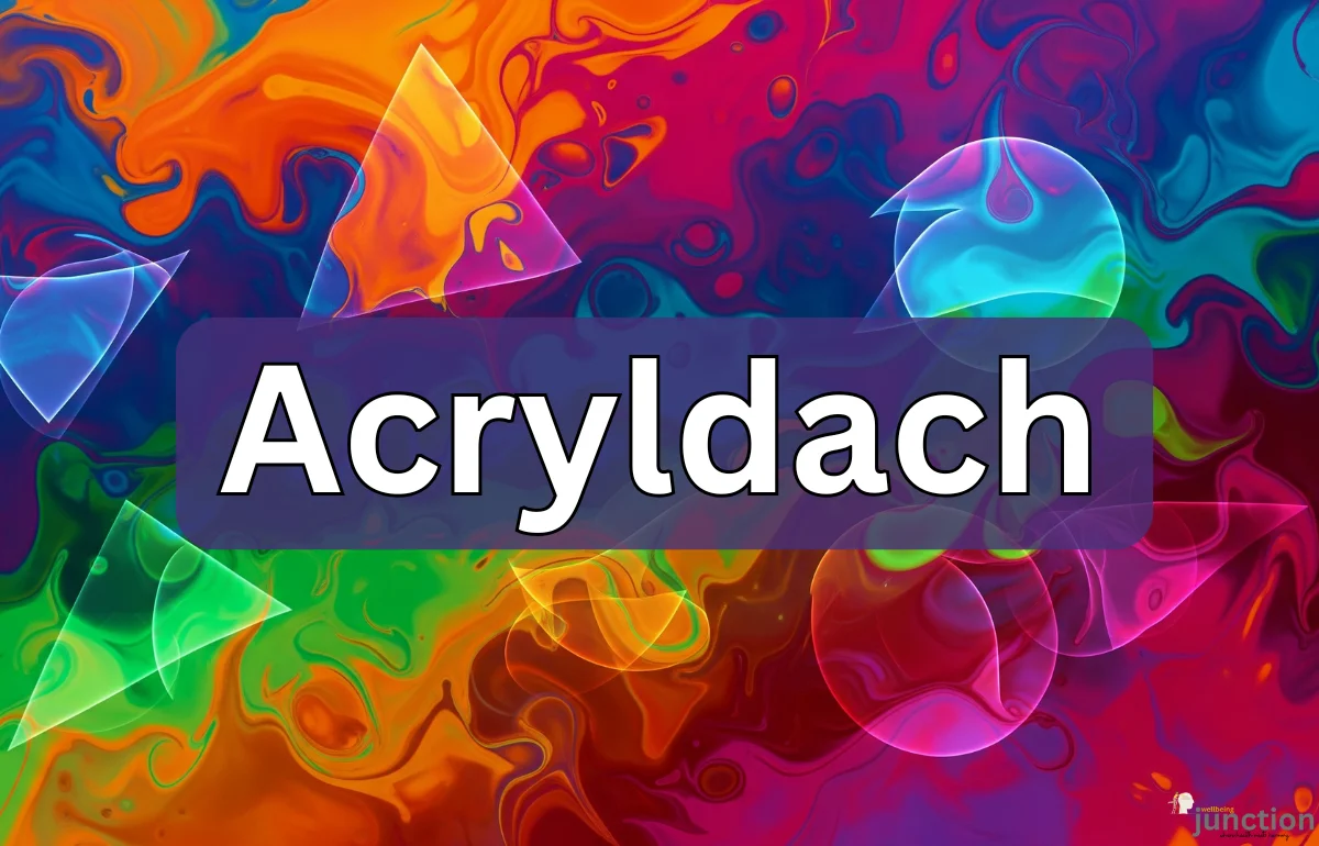 An abstract, vibrant design featuring swirling acrylic paints in bright hues and glowing geometric shapes, symbolizing creativity, imagination, and the artistic innovation of Acryldach