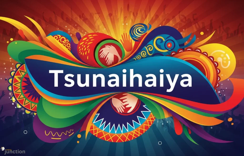 Tsunaihaiya — a vibrant cultural illustration with colorful patterns and symbolic unity elements.