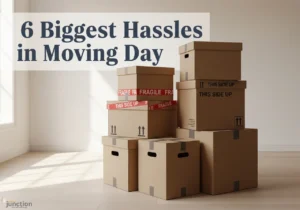 6 Biggest Hassles in Moving Day: How to Avoid Stress in Local Moves 6 Biggest Hassles in Moving Day with packed boxes and packing supplies