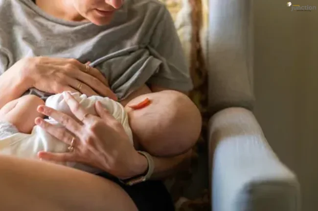Mother breastfeeding her baby in a cozy environment, bonding and nurturing.