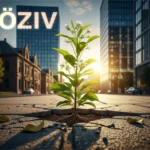 Döziv symbolizing resilience and adaptability with nature’s transformation, a tree growing through harsh conditions.