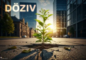 Döziv: Embrace Resilience, Uniqueness, and Adaptability Döziv symbolizing resilience and adaptability with nature’s transformation, a tree growing through harsh conditions.