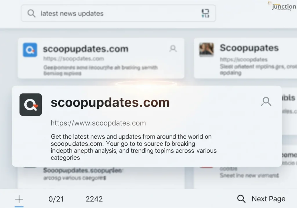 Highlighted SERP result showing scoopupdates .com gaining sudden visibility through SEO tactics.