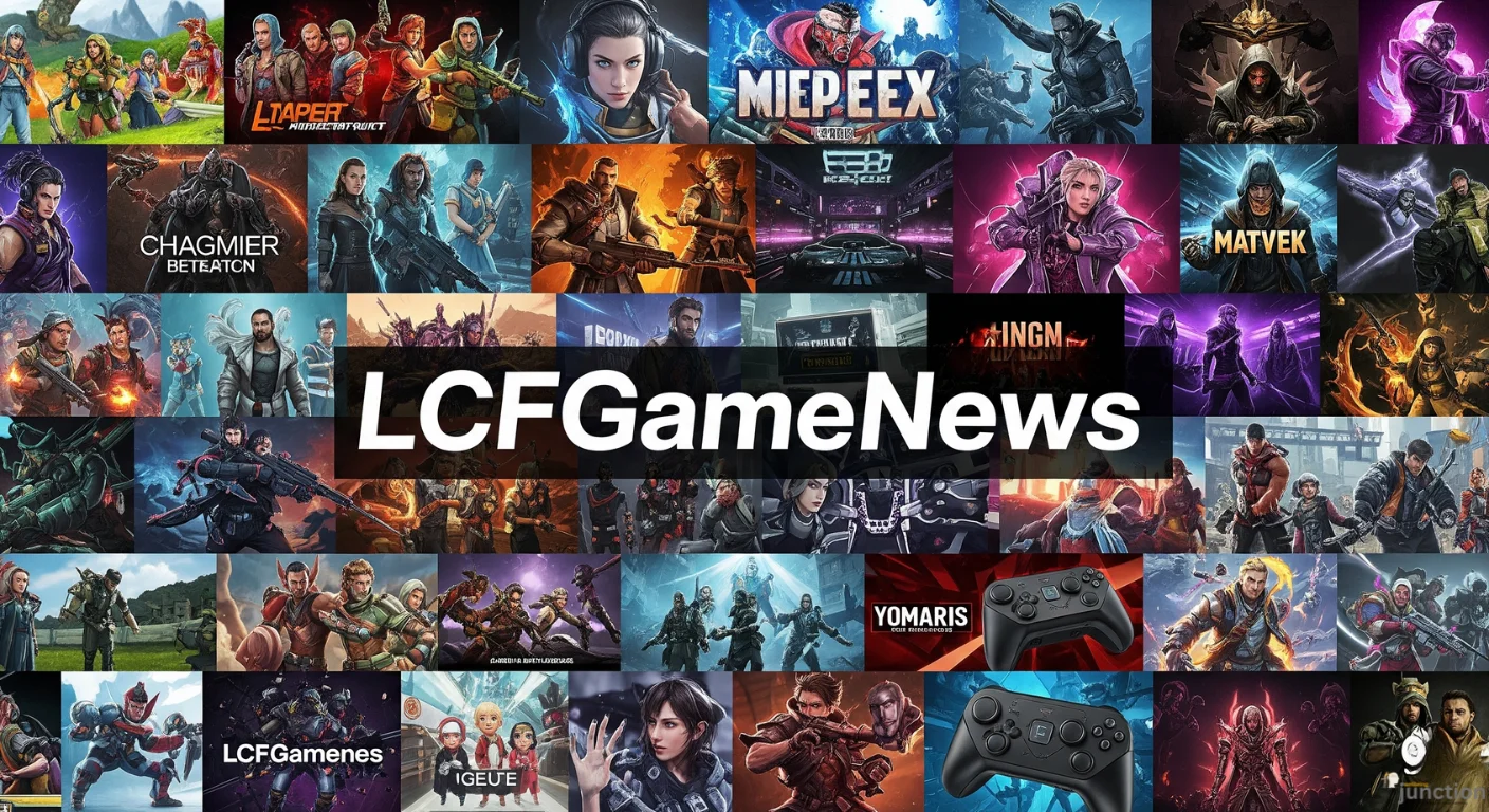 A vibrant collage of various video game scenes, characters, and hardware, representing the wide range of coverage by LCFGameNews.
