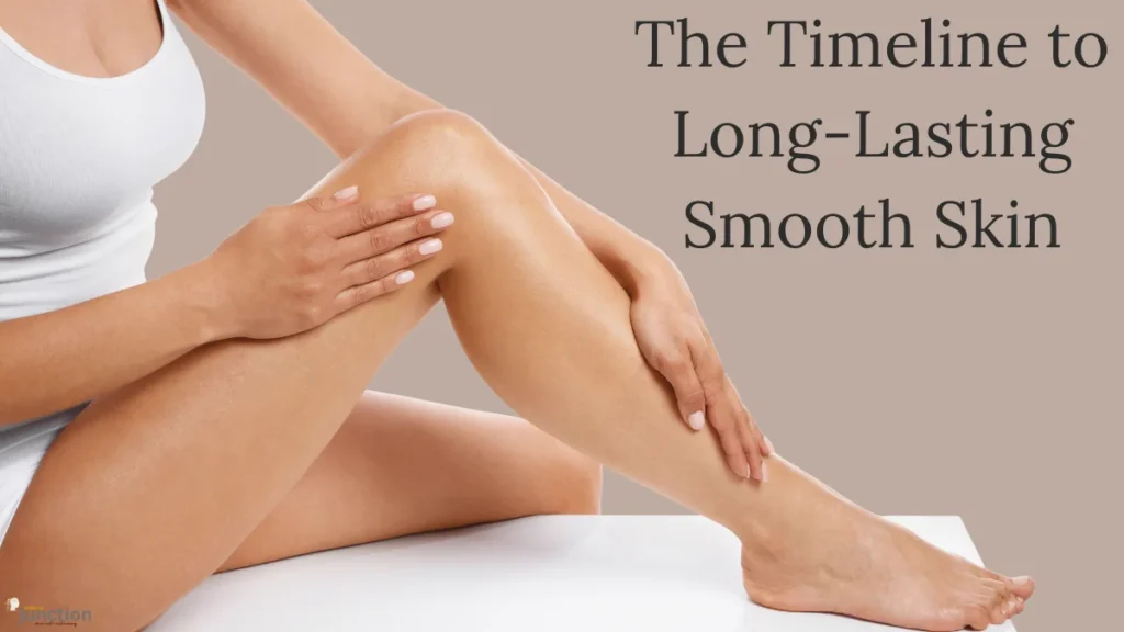 Woman showing smooth legs after laser hair removal, representing the timeline to achieving Smooth Skin