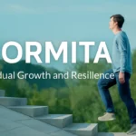 "Hormita: A person taking a step forward, symbolizing gradual growth and resilience, with the keyword 'Hormita' prominently displayed.
