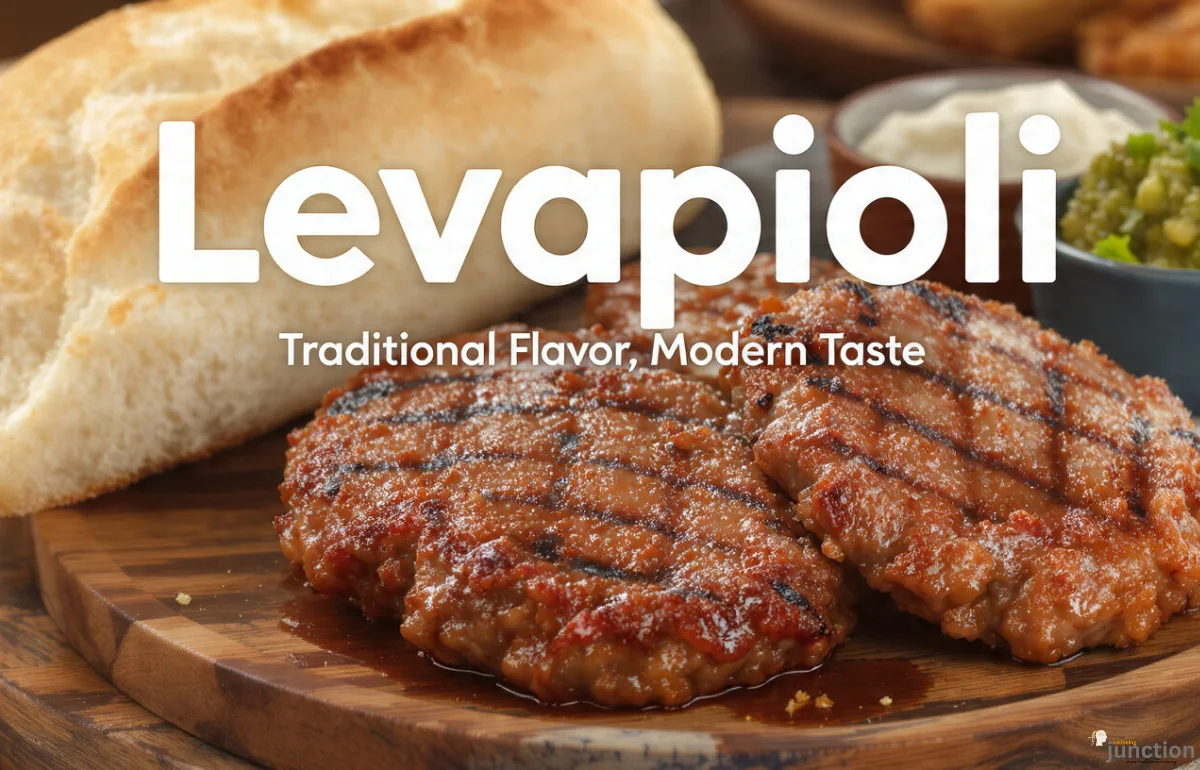 Levapioli grilled meat patties served with bread and toppings, showcasing traditional Italian flavors with a modern twist.