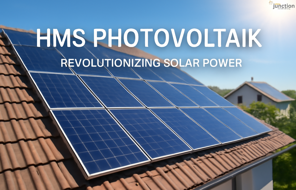 HMS Photovoltaik solar panels on a rooftop, harnessing clean energy under a clear blue sky.