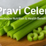 Pravi Celer fresh celery stalks on cutting board promoting nutrition and health benefits