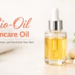 Bio-Oil Skincare Oil in a clear glass dropper bottle with golden oil on a soft, neutral background, representing hydration, skin repair, and overall skincare benefits