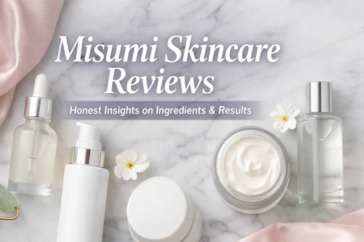 Misumi Skincare Reviews featured image showing minimalist skincare products and gentle textures