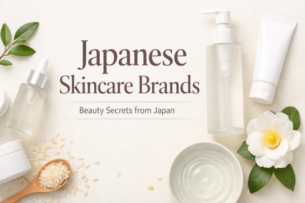 Japanese Skincare Brands featured image showcasing minimalist Japanese beauty products with a clean, elegant, and calming aesthetic
