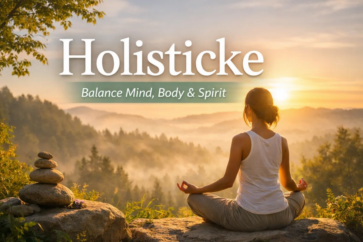 Holisticke holistic wellness concept showing balance of mind body and spirit in nature