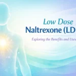 Low Dose Naltrexone (LDN) illustrated with a glowing human silhouette representing immune balance and wellness